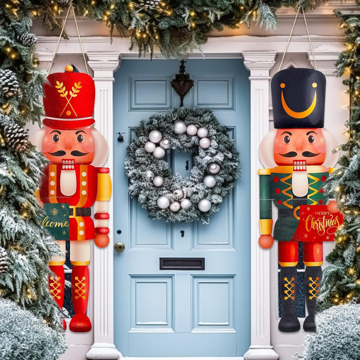 Decoración de Navidad Hiboom, Soldados de Madera, 2 Pcs