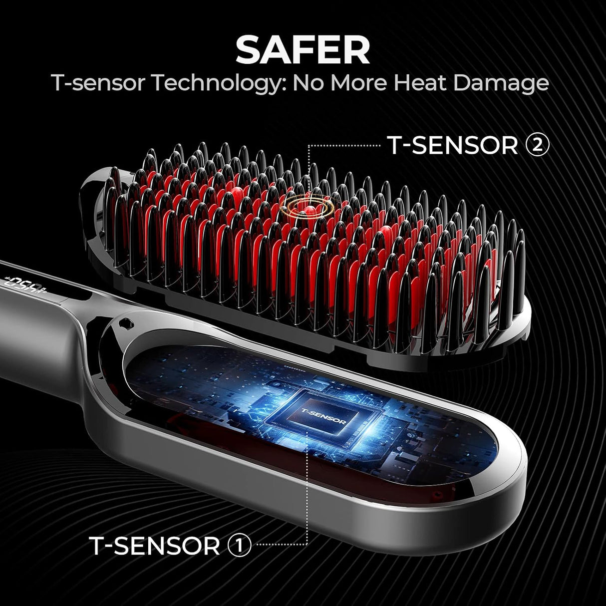 Cepillo alisador de cabello mejorado iónico Plus con cerdas