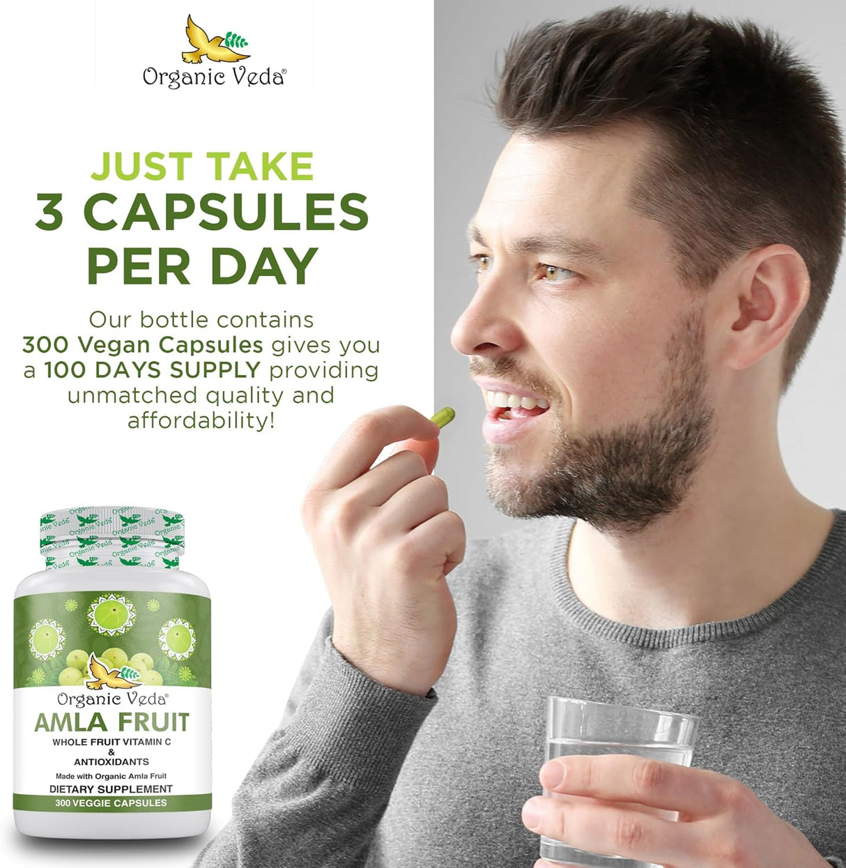 Cápsulas de Amla Orgánica 1000 mg Antioxidantes y Vitamina C