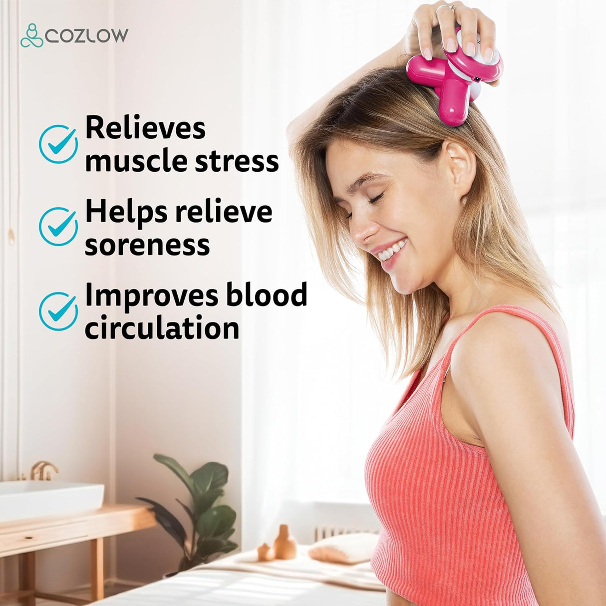 Masajeador de Mano Mini - Potente Vibración - 2 Modos de Poder