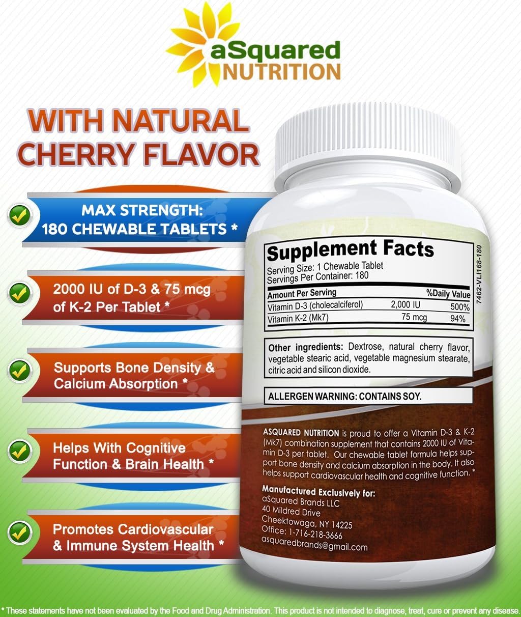 Suplemento Nutrition Vitamina D3 con K2-180 masticables