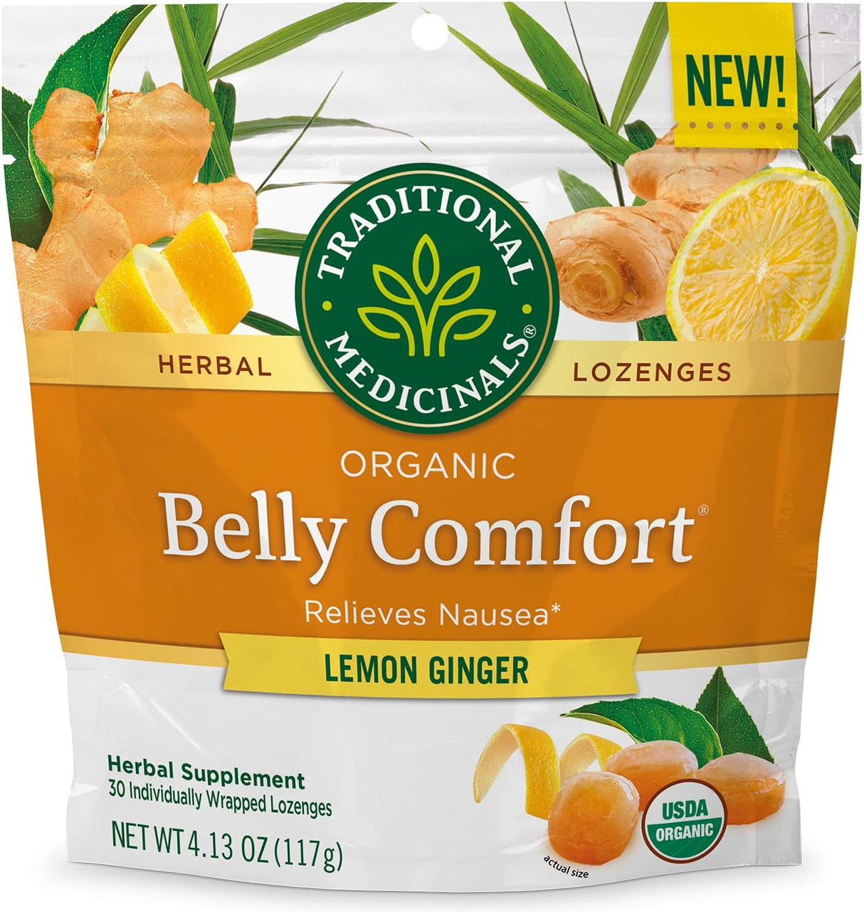 Suplemento de jengibre y limón Organic Belly Comfort 30 un