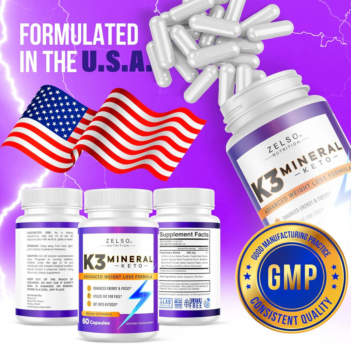 Píldoras K3 de Pérdida de Peso - Mineral + Vitaminas - 60 Caps