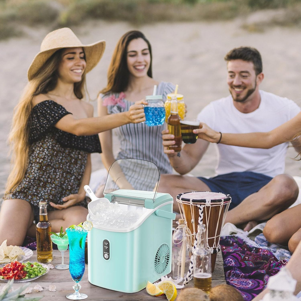 Máquina de Hielo Nugget, 34lbs/día, Auto-limpieza, Portátil