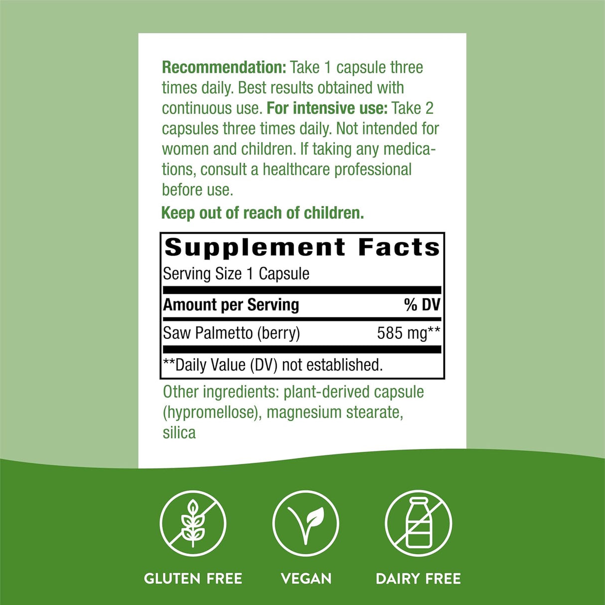 Suplemento Nature's Way Bayas de palma de sierra 585 mg