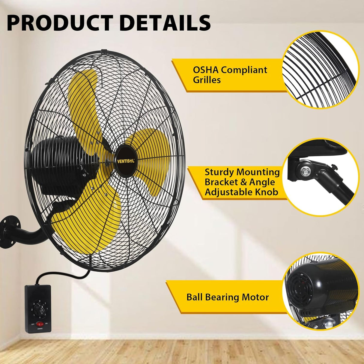 Ventilador Oscilante VENTISOL 18 3 Velocidades, 4200 CFM