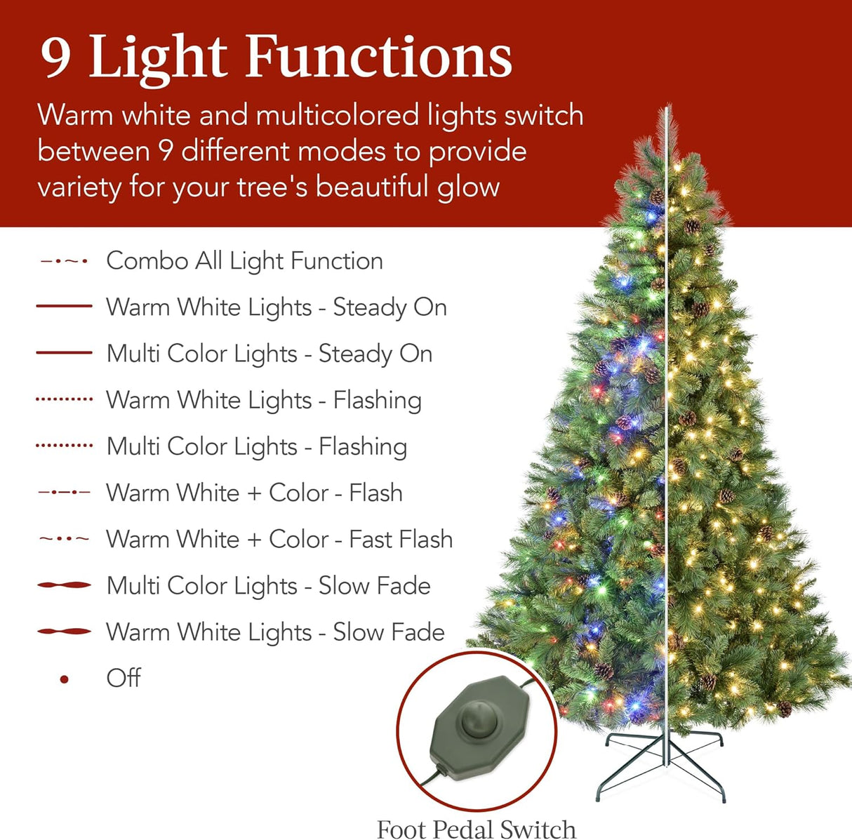 Árbol de Navidad de Pino Escocés de 7.5ft con Luces LED
