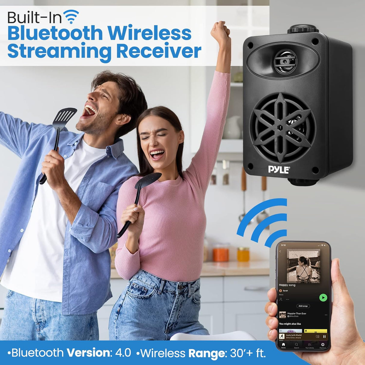 Parlantes o altavoces Bluetooth PYLE-HOME PDWRBT36BK