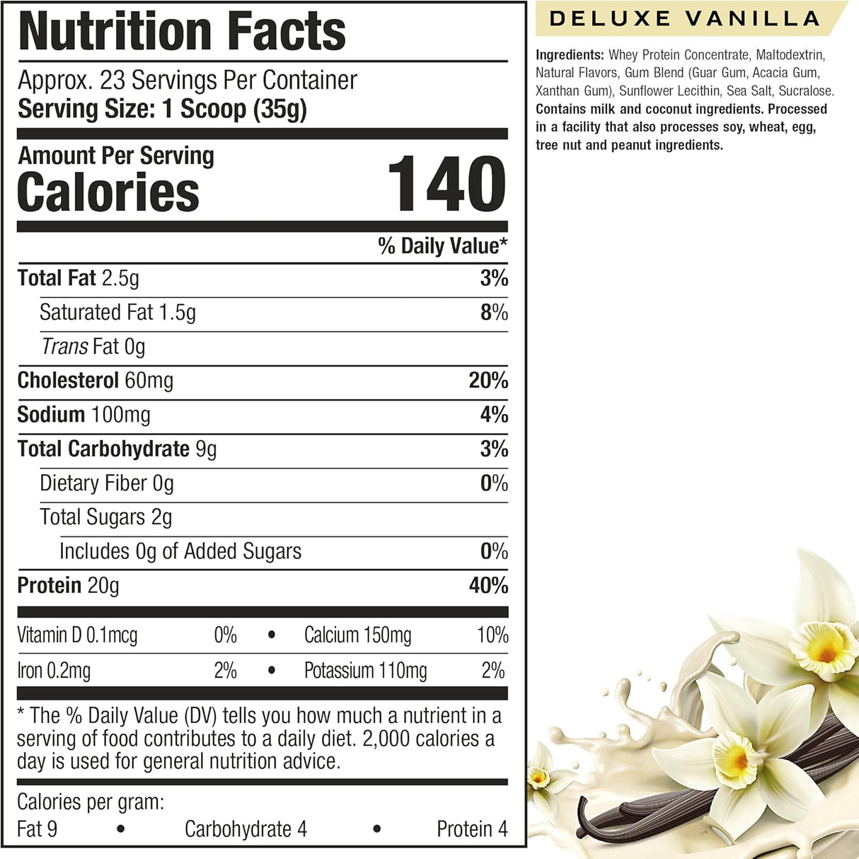 Suplementos Proteína de suero de leche en polvo Vainilla