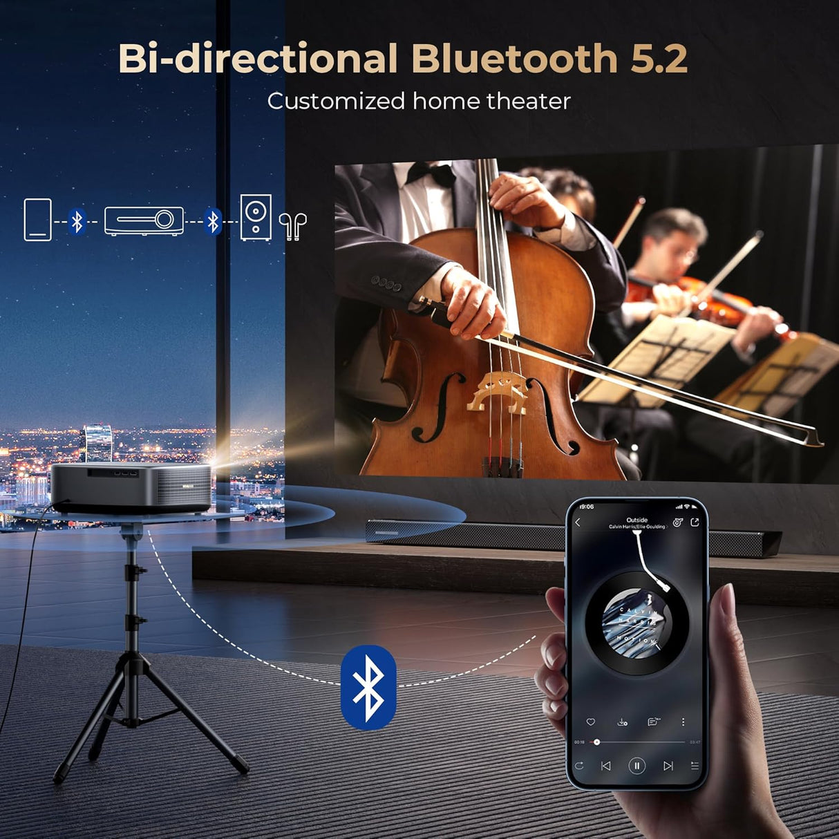 Proyector Alvar 4K con WiFi, Bluetooth, 1080P, HDR10+, 30W