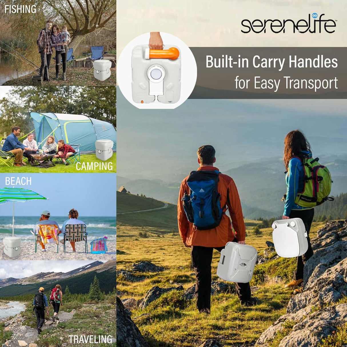 Inodoro portátil para camping de 5.8 galones SereneLife