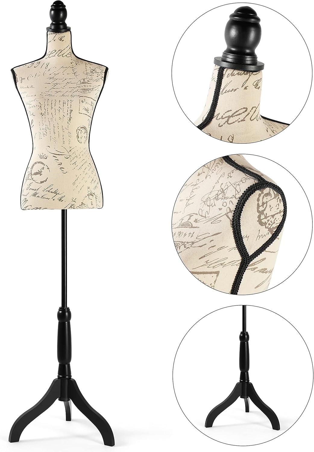 Maniquí Femenino con Base Tripode, Altura Ajustable, Modelo X