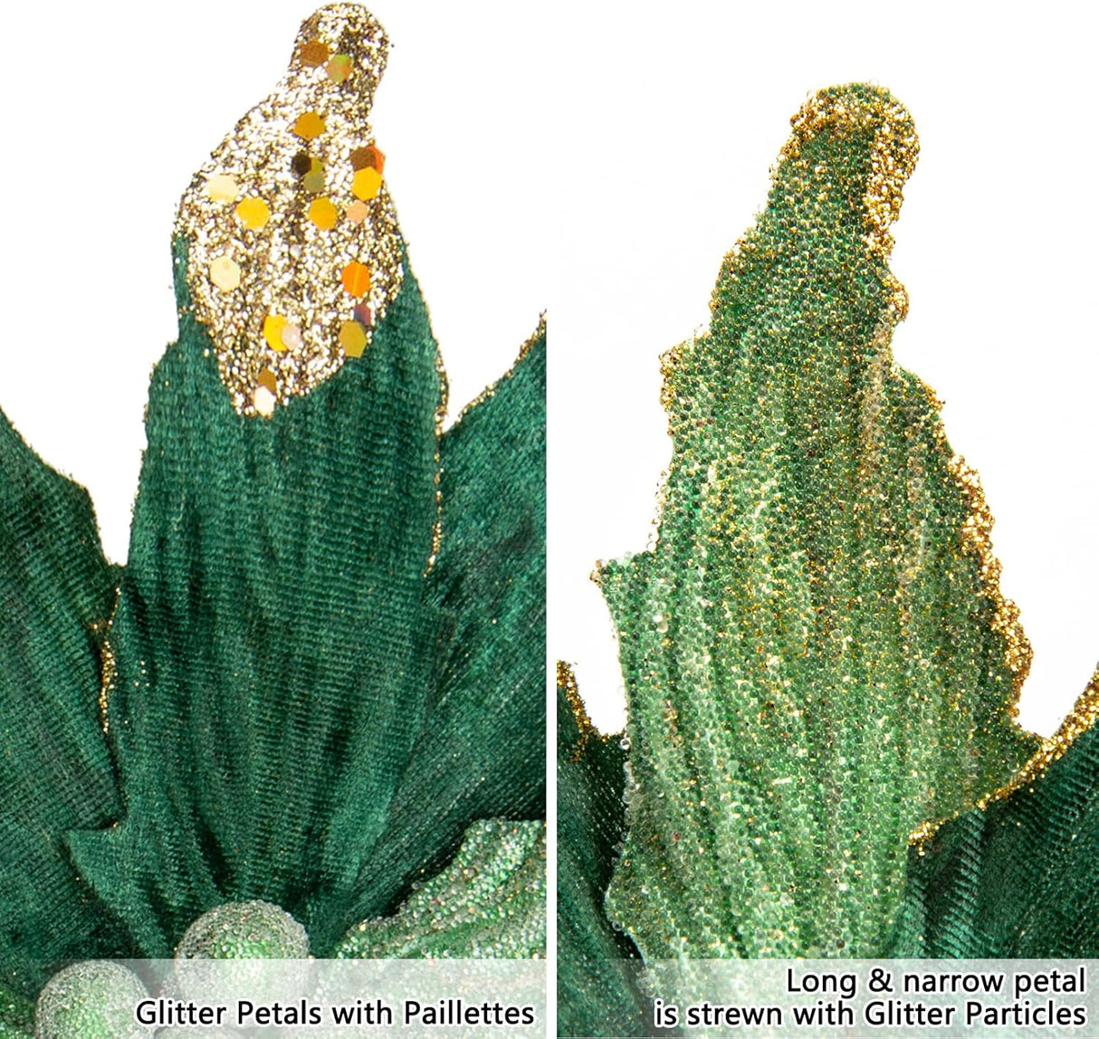 Flores Poinsettia Artificial Briful 12'' Set de 4 para Decorar