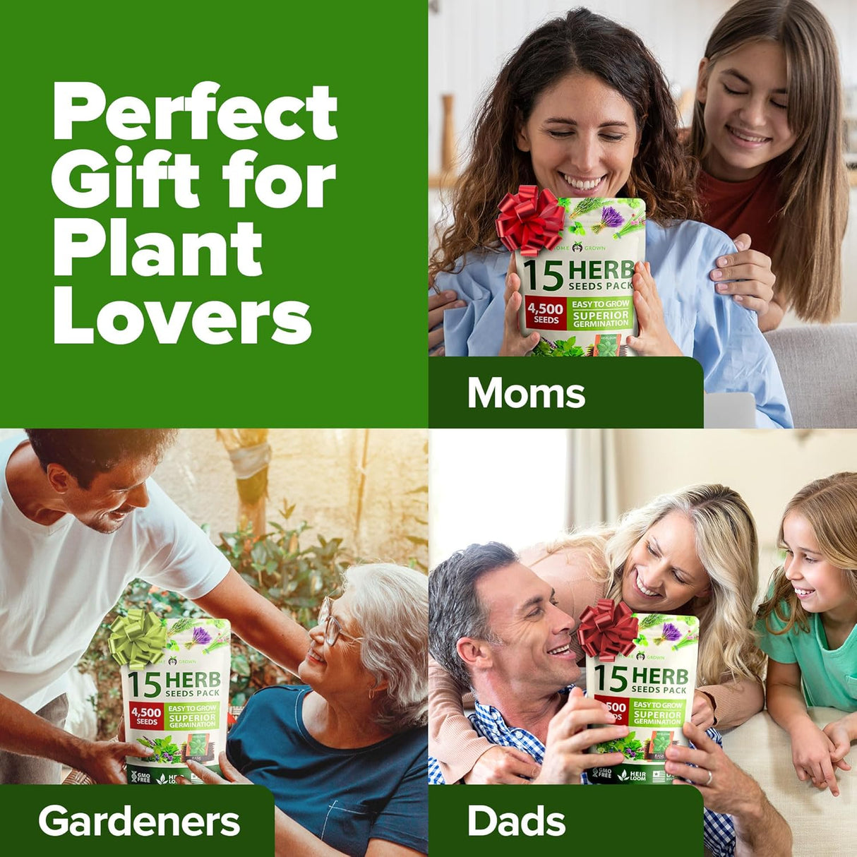 Semillas de Hierbas Culinarias HOME GROWN - No GMO, 15 Variedades