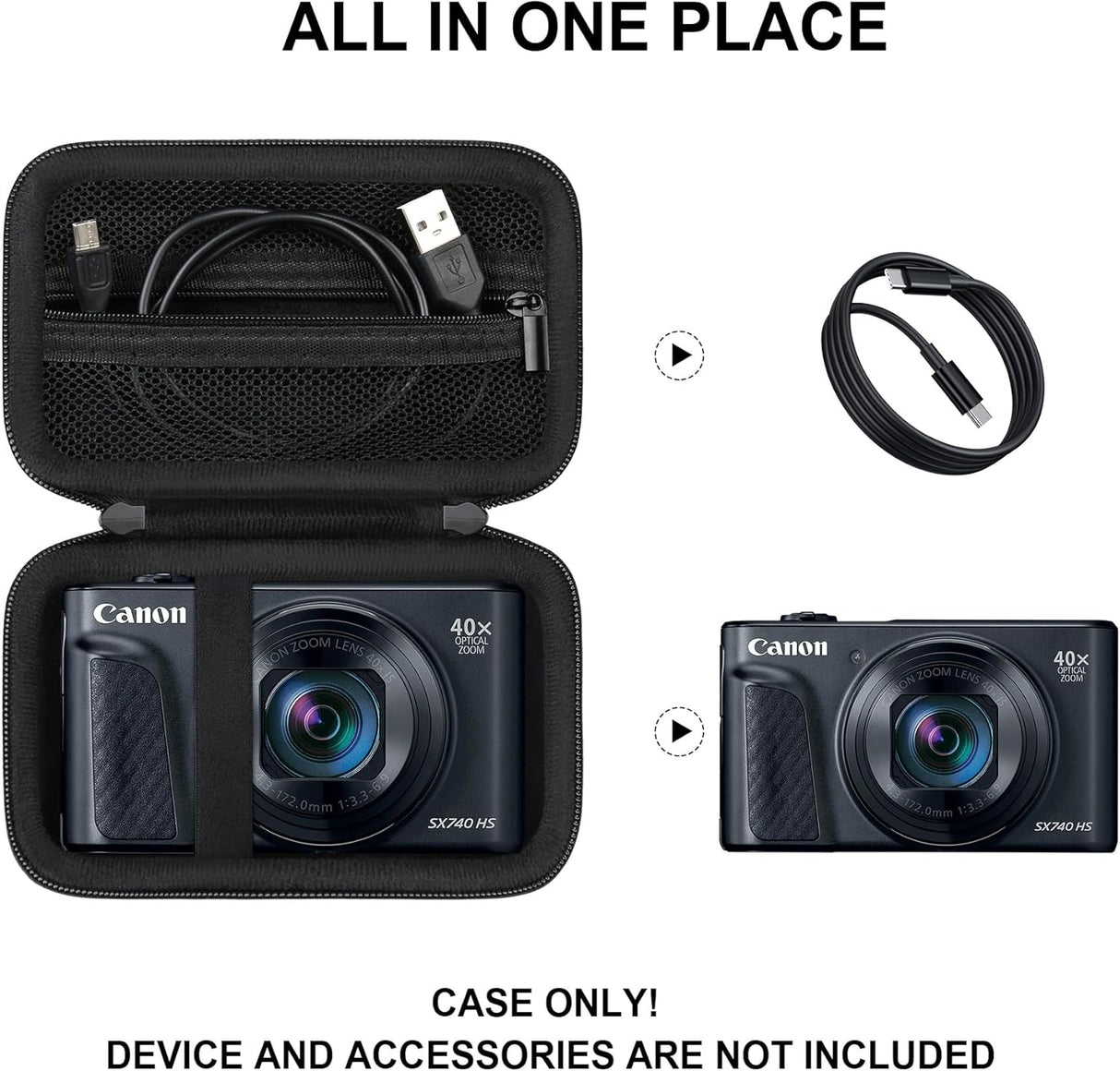 Funda rígida para Canon PowerShot SX740/SX730/G7X, con bolsillo