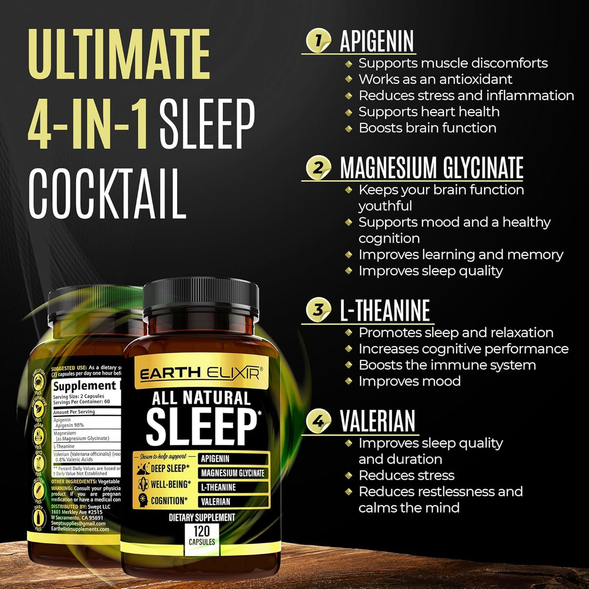 Earth Elixir Ayuda para dormir 4 en 1 120 cápsulas