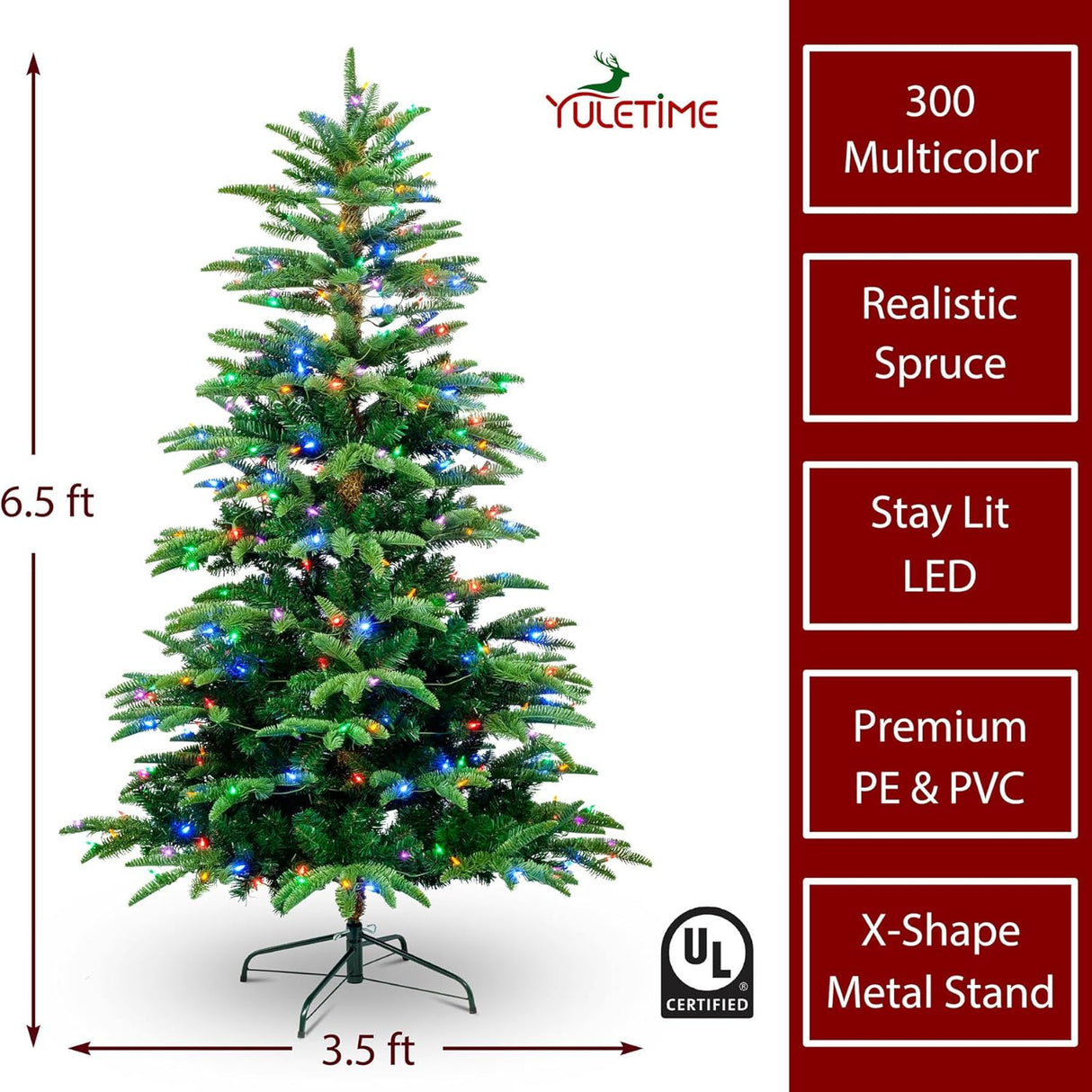 Árbol de Navidad YULETIME 6.5ft Preiluminado con luces LED