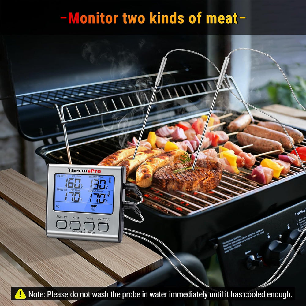 Termómetro de cocina ThermoPro TP17, doble sonda, temporizador.