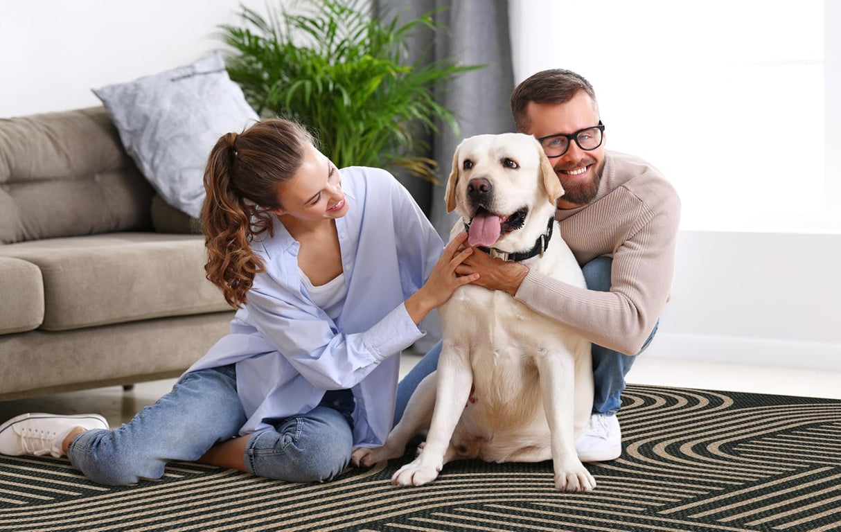 Tapete moderno geométrico de yute para exteriores Lahome