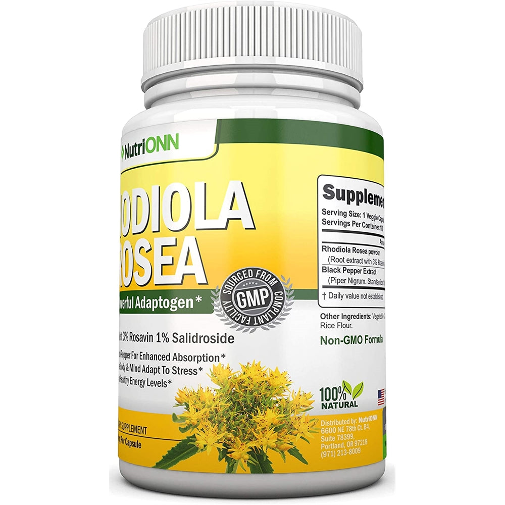Suplemento Rhodiola Rosea - 500 mg - 180 cápsulas veganas