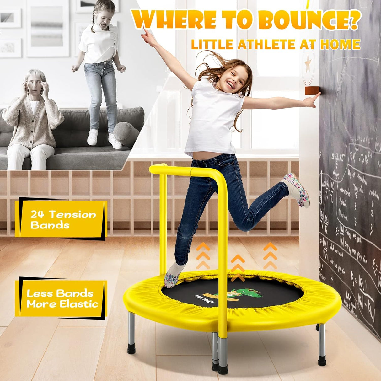 Trampolín Infantil BCAN 36'' Plegable con Manija para Niños