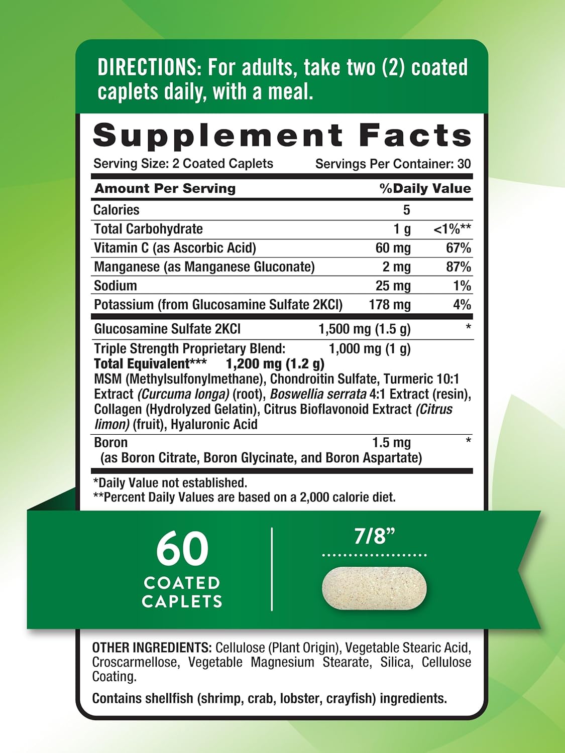 Complejo de Glucosamina y Condroitina Nature's Truth 60 Caplets