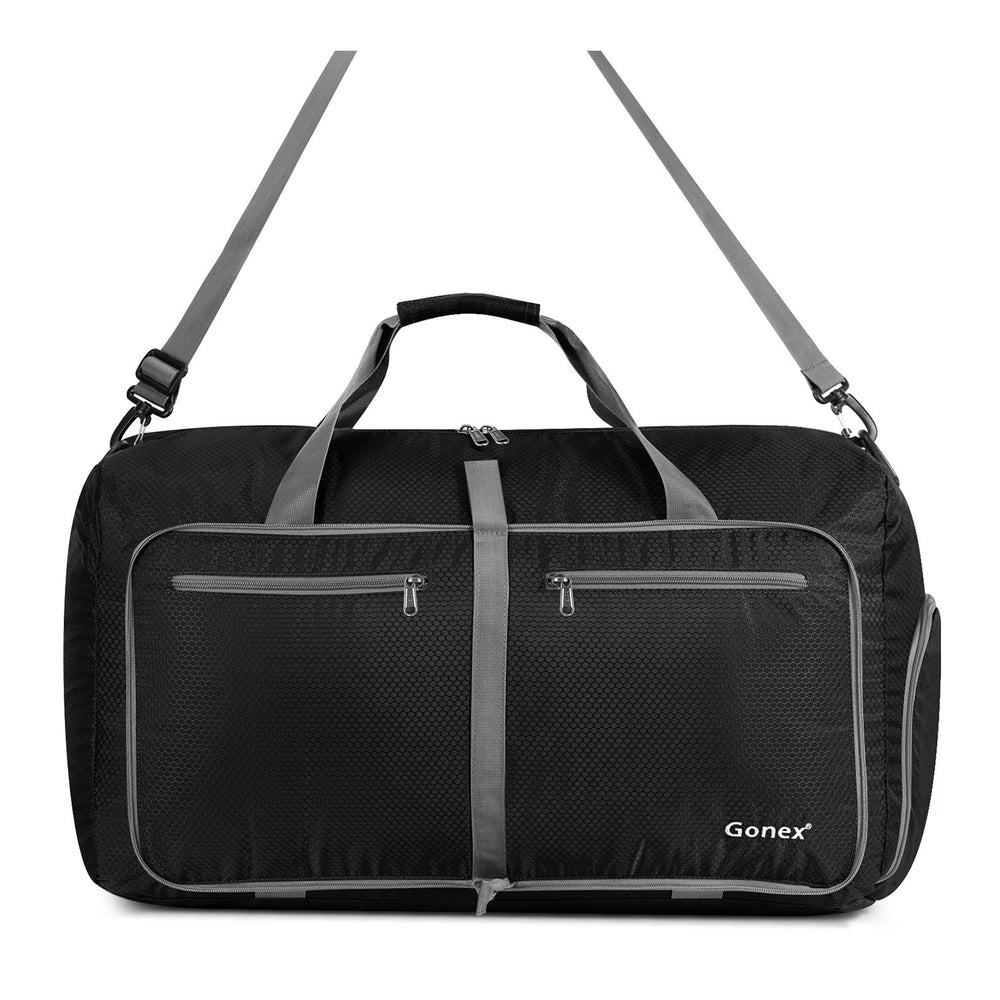 Bolsa de lona plegable de viaje 60L resistente al agua negro