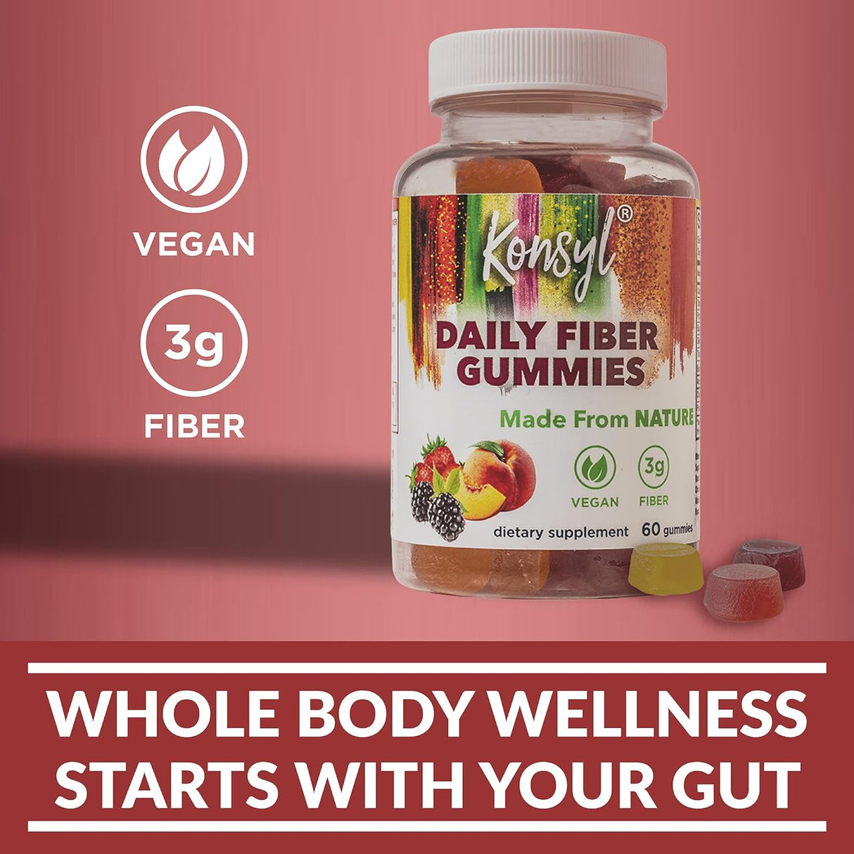 Suplemento de fibra vegana para adultos Sabor a fruta Konsyl