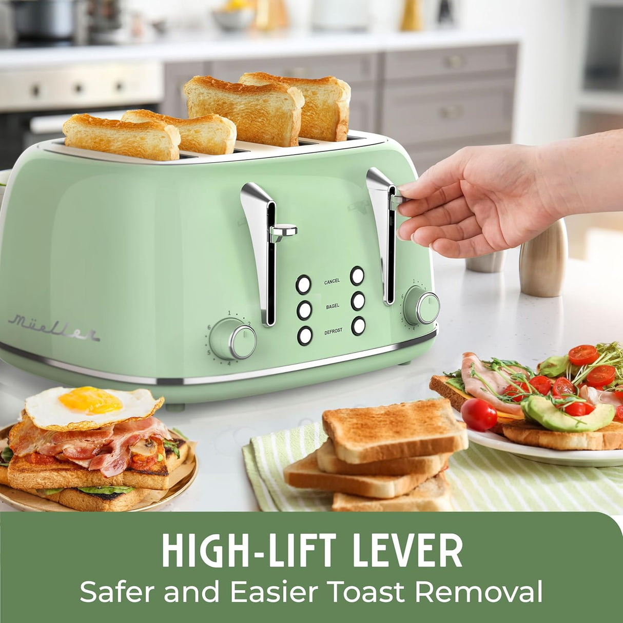 Tostadora retro de 4 ranuras,6 niveles de tostado