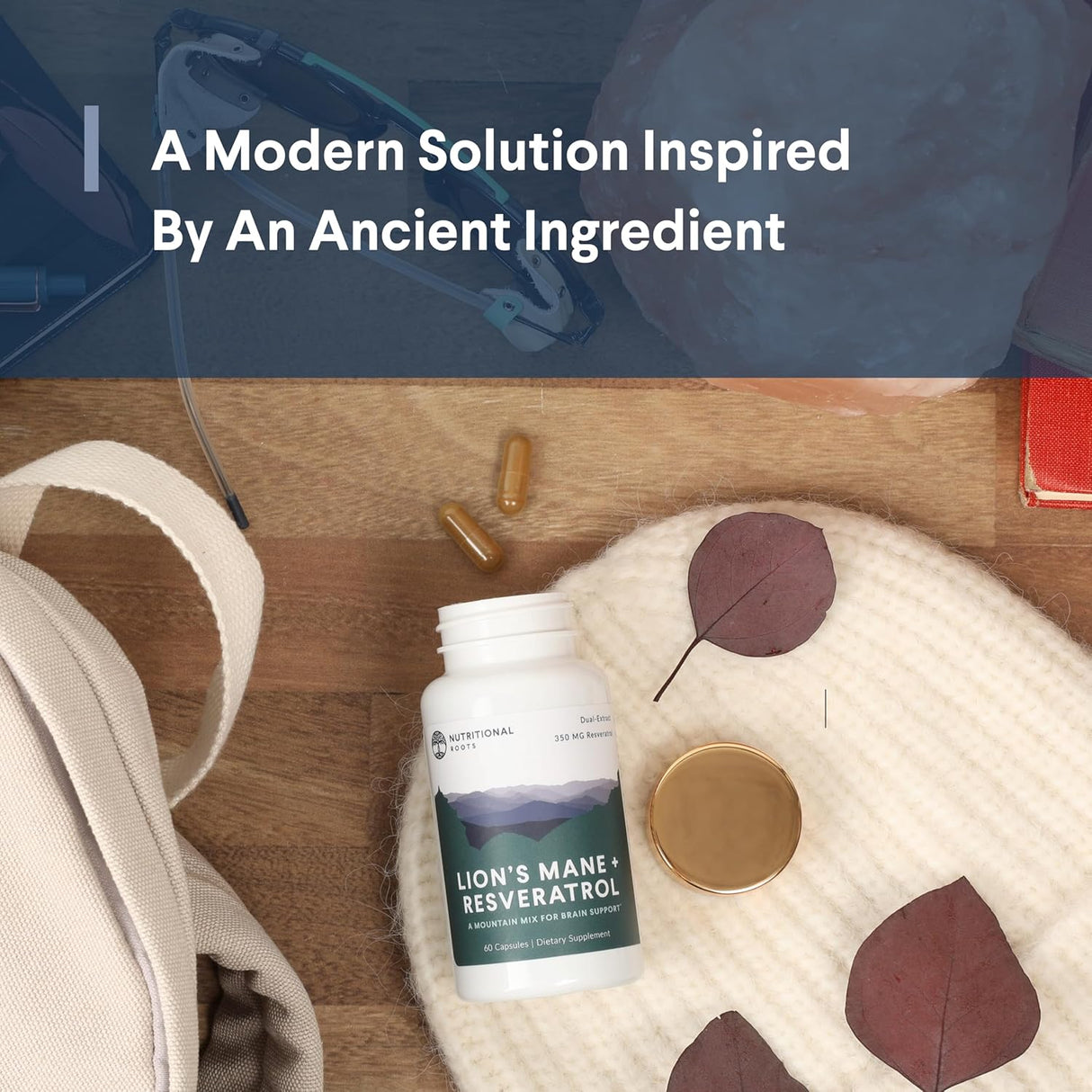 Suplemento resveratrol, 800 mg de extracto de melena de león