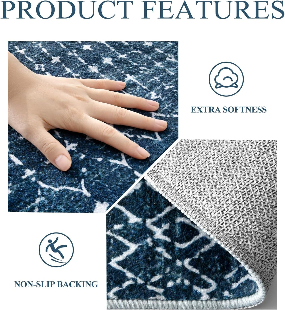 Alfombra marroquí de interior para entrada, Azul Lahome