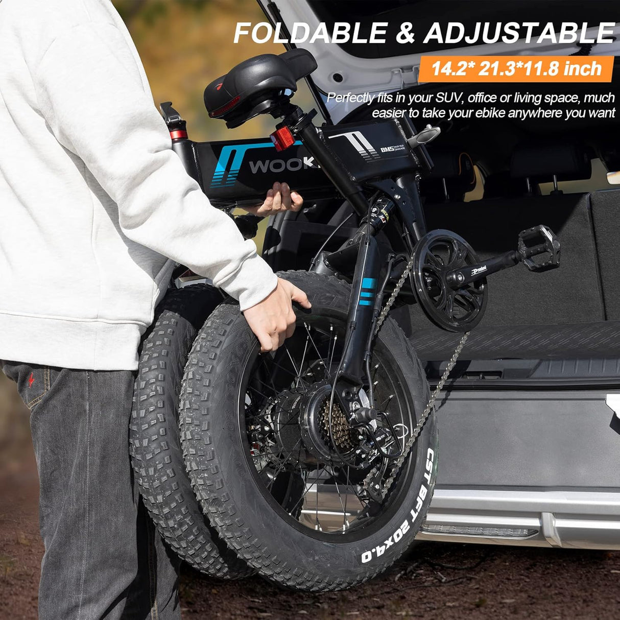 Bicicleta Eléctrica TotGuard 500W, Plegable, 20 Fat Tire