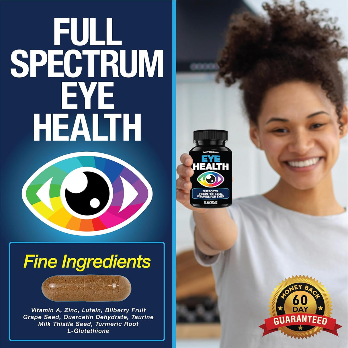 Suplemento vitamínico para la salud ocular y la visión 60u