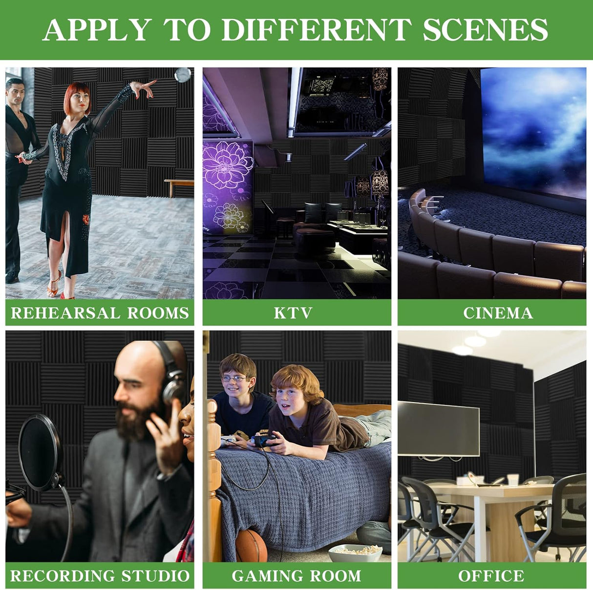 Paneles Acústicos Autoadhesivos 24 Pck, Alta Densidad 2 x 12