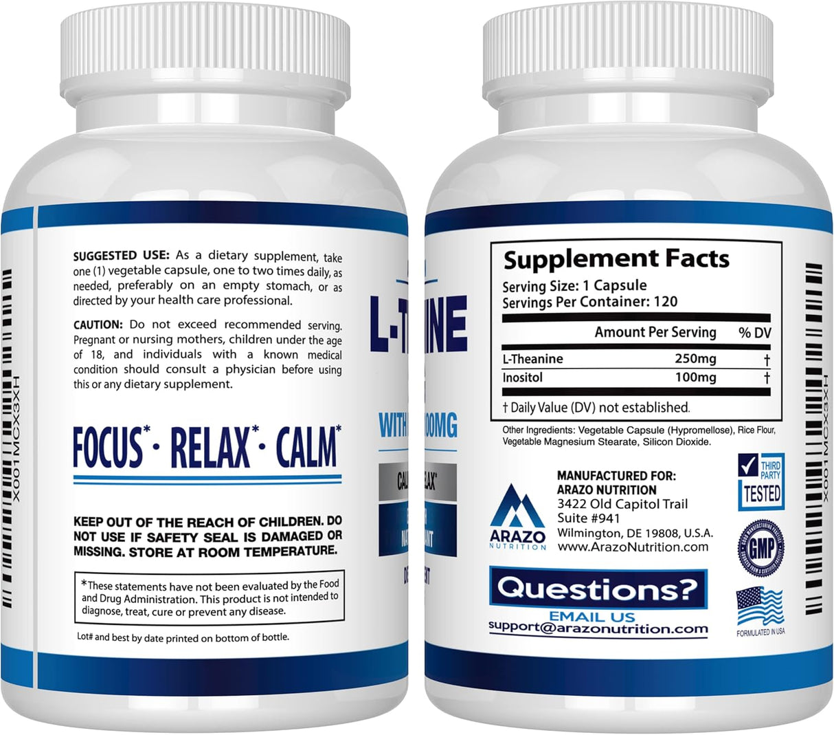 Suplemento L-Teanina 250mg (Extra Fuerza) con Inositol 100mg