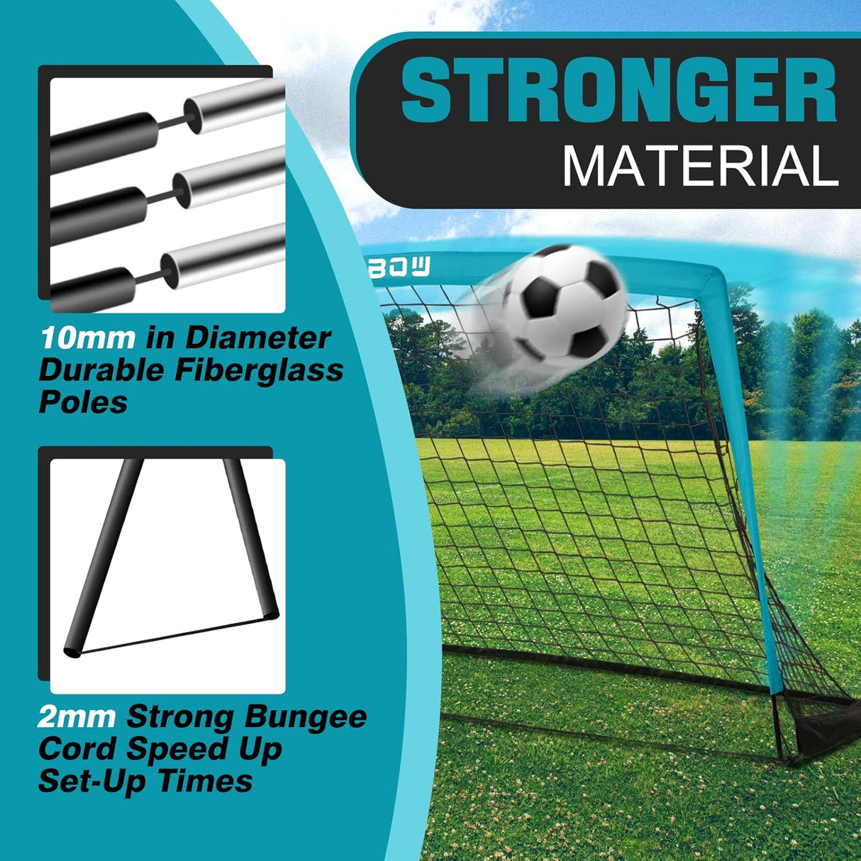 RUNBOW Portería de fútbol portátil para niños de 6 x 4 pies