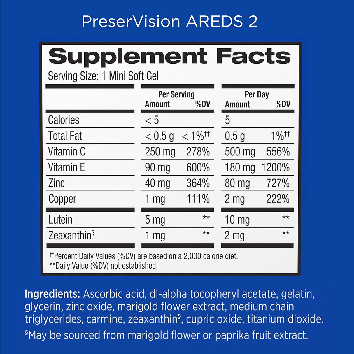 Suplemento de vitaminas y minerales para ojos