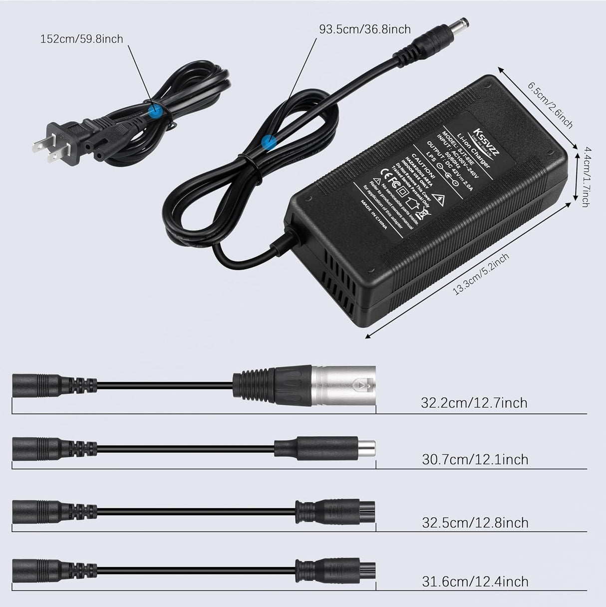 Cargador Rápido 42V 2A Universal para Baterías de 36V