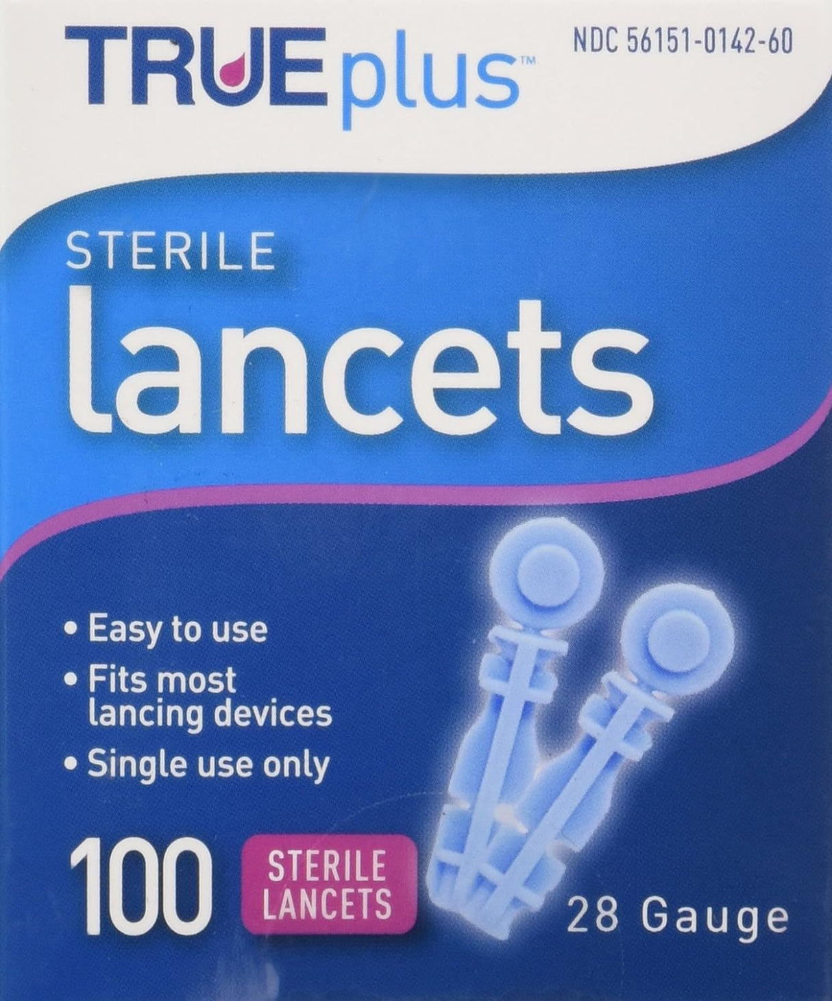 Lancetas Estériles Trueplus, 28G, Paquete de 100 Unidades