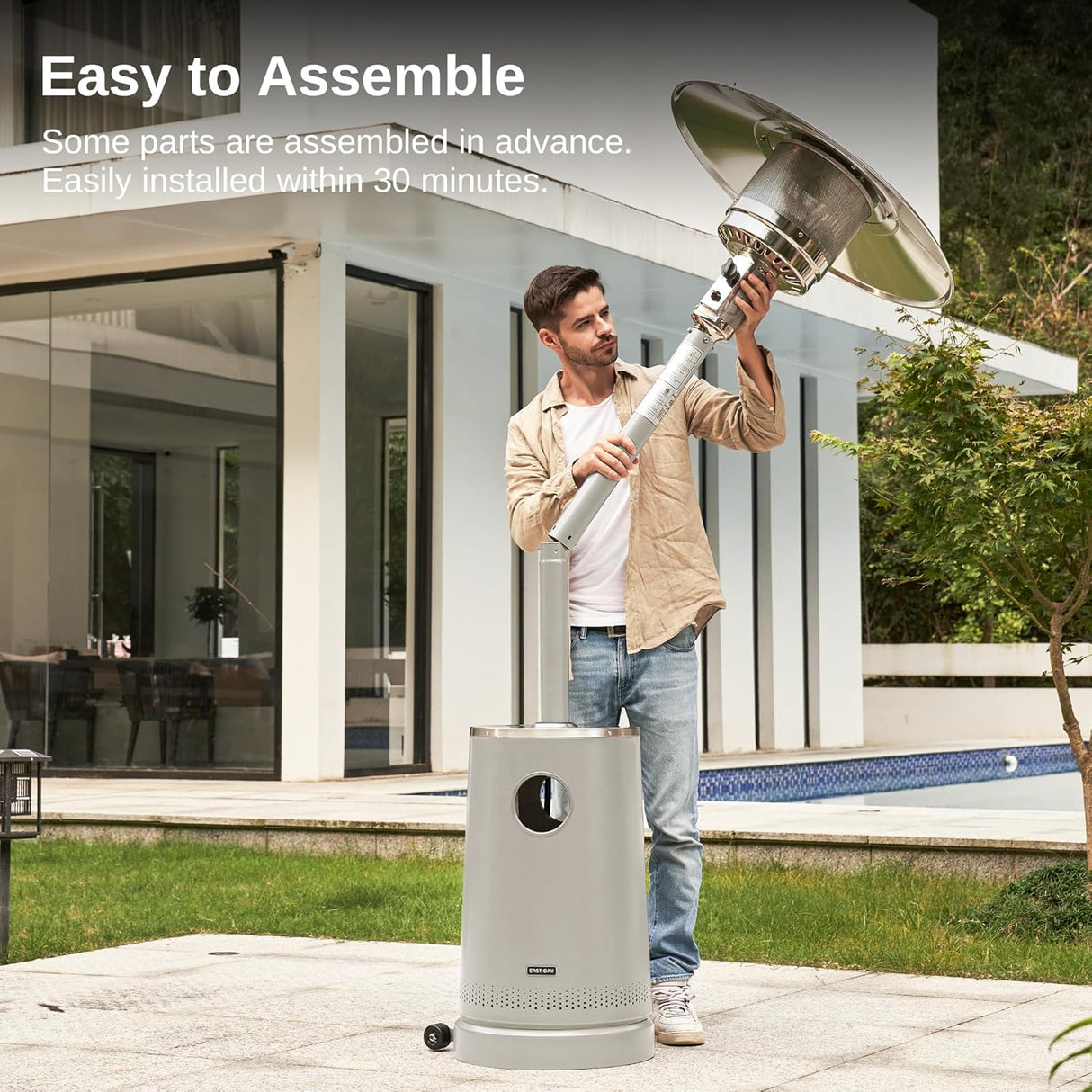 Calentador de patio de 50,000 BTU con caja de arena EAST OAK -