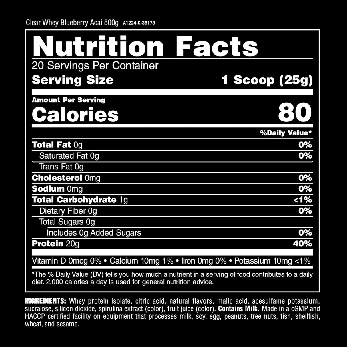 Proteína de suero aislado clara, BCAA 5g, 500g