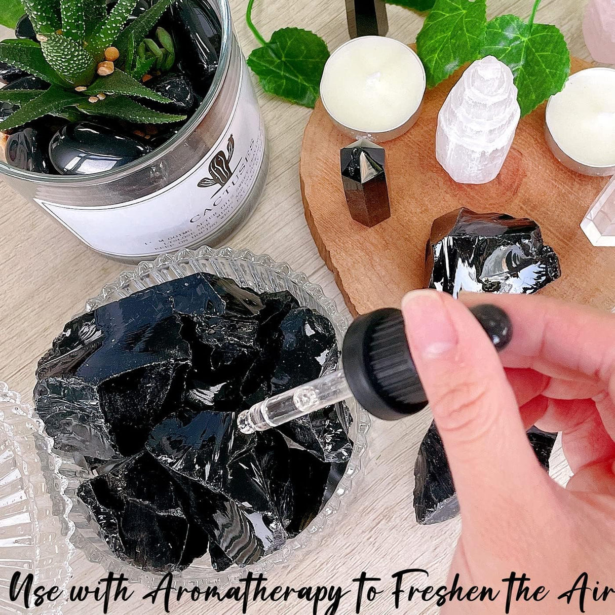 Cristales crudos de obsidiana de 2 pulgadas, natural áspero