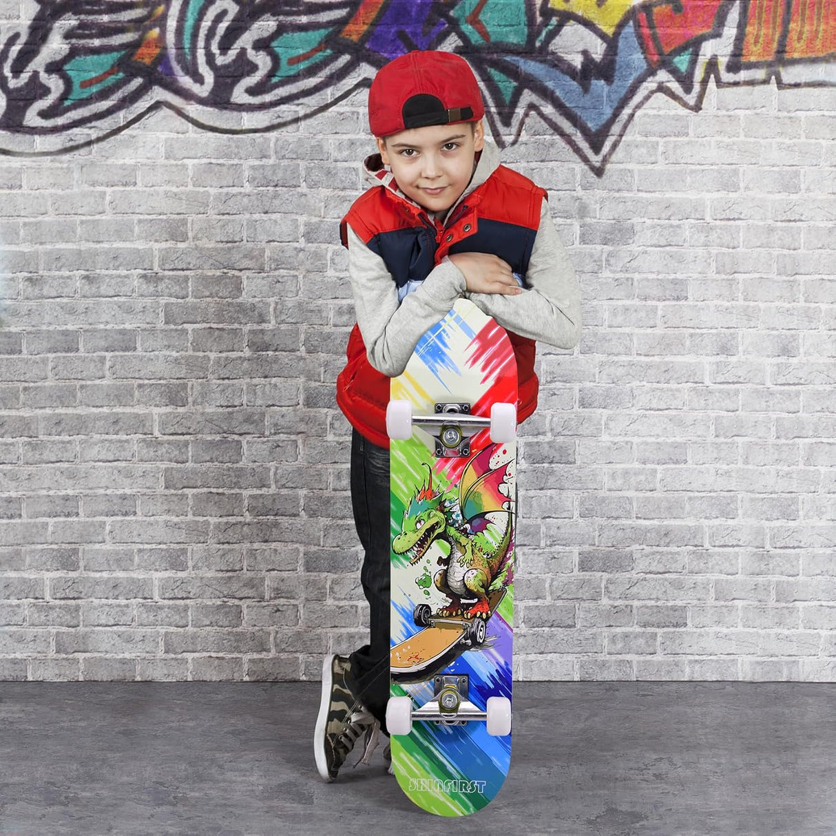 Skateboard Completo de 31 Pulgadas con Doble Kick y Diseño