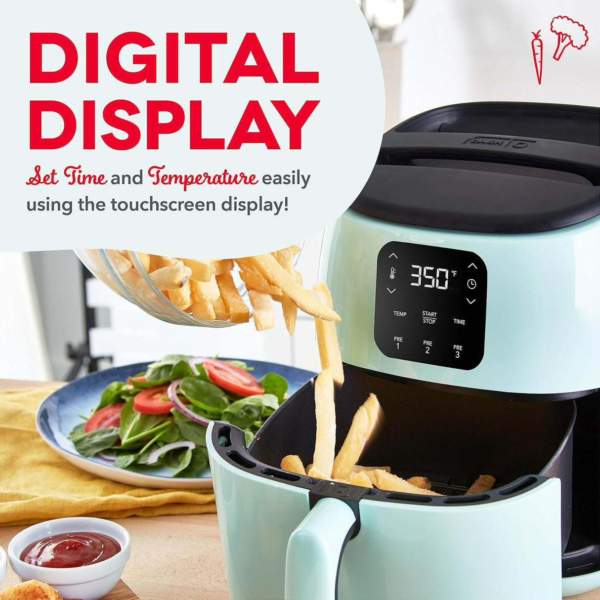 Freidora de Aire DASH Tasti-Crisp™ 2.6 Qt. Digital 1000W