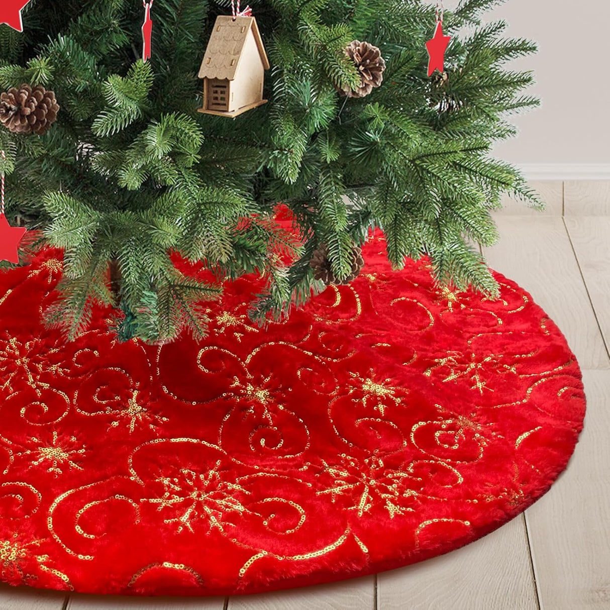 Funda de árbol de Navidad, decorativa, con copos de nieve, 78cm