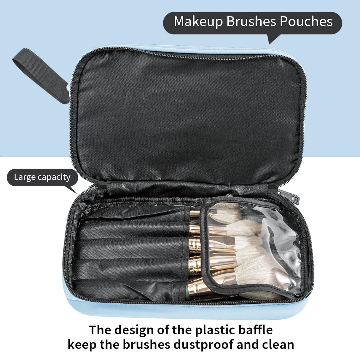 bolsa para cosmeticos color azul Queboom