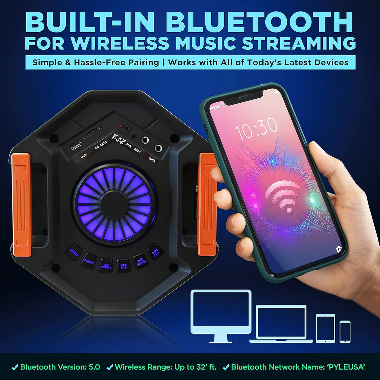 Altavoz PA portátil Bluetooth 300 W PYLE-PRO PPHP2694B