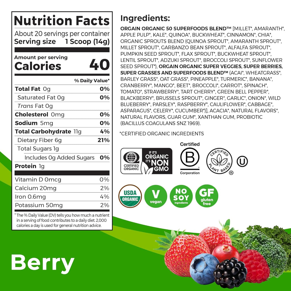 Superalimentos orgánicos Orgain 2 sabores 0.62 libras