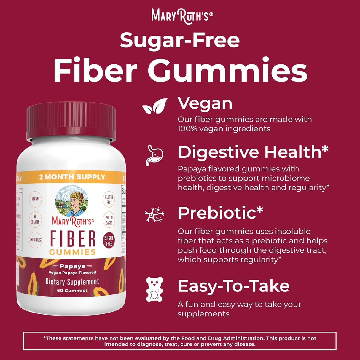 Suplementos de fibra para adultos Suministro de 2 meses