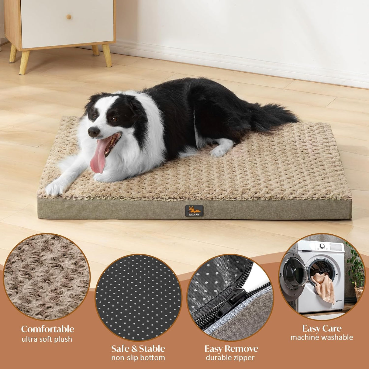 Cama Mediana para Perros hasta 35 lbs, Espuma Ortopédica